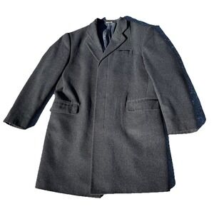 Vintage Y2K Banana Republic Mens Overcoat Large Gray Wool Blend Coat 366842